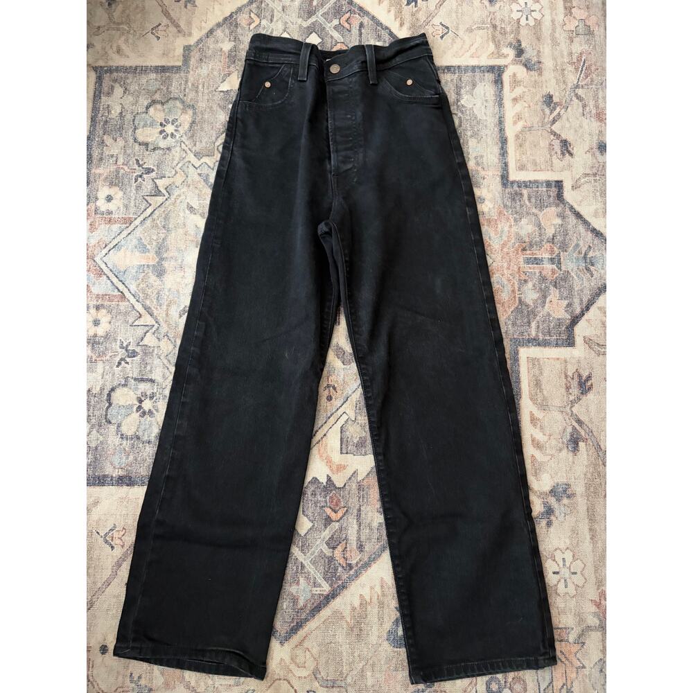 Levis Ribcage Straight Ankle Jeans Womens 26 Black High Rise Straight Leg